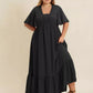 Plus Size Boho Ruffled Maxi Dress with Flutter Sleeves - DAVERRI FASHIONS