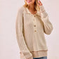 BiBi Half Button Ribbed Two Tone Sweater - DAVERRI FASHIONS