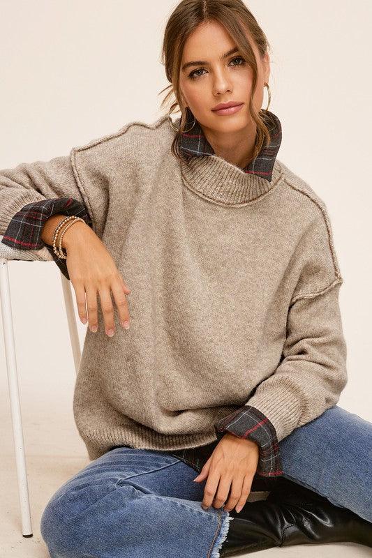 Long Sleeve Funnel Neck Sweater Shirts & Tops