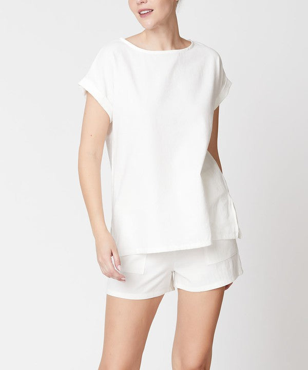 Bamboo Linen Shorts Set WHITE Outfit sets