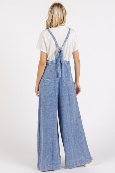 Mittoshop Textured Wide Leg Overalls Overalls