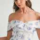MABLE Floral Printed Off Shoulder Maxi Dress