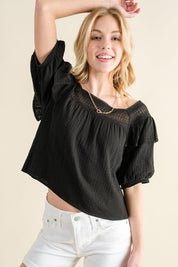 And The Why Square Neck Ruffled Blouse | Blouses Daverri Fashions