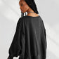 Slit Round Neck Dropped Shoulder Sweatshirt - DAVERRI FASHIONS