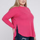 Plus Melange Baby Waffle Long Sleeve Top Plus Tops