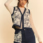 Davi & Dani Lace Patch Open Front Denim Vest - DAVERRI FASHIONS