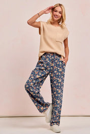 BiBi Washed Floral Print Wide Leg Jeans | Jeans Daverri Fashions