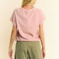 Davi & Dani Breezy Knit soft pink short-sleeve T-shirt top with relaxed fit
