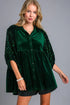 Umgee Sequin Detail Tiered Back Half Sleeve Shirt Hunter Green
