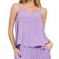 Zenana Lavender Woven Acid Crinkle Washed Cami & Pants 2 Piece Set Outfit Sets