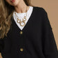 Umgee Button-Front V-Neck Knit Cardigan - DAVERRI FASHIONS