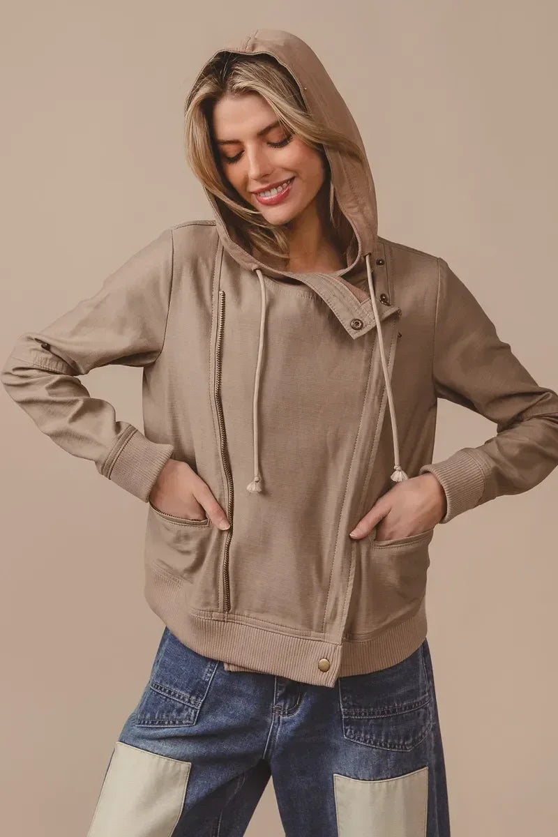 BiBi Textured Woven Rider Jacket - DAVERRI FASHIONS