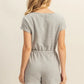 HYFVE Round Neck Short Sleeve Drawstring Waist Romper Rompers