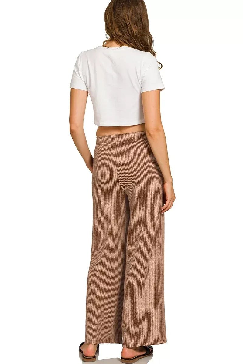 Zenana Raised Rib Short Sleeve Tee & Pants Set - DAVERRI FASHIONS