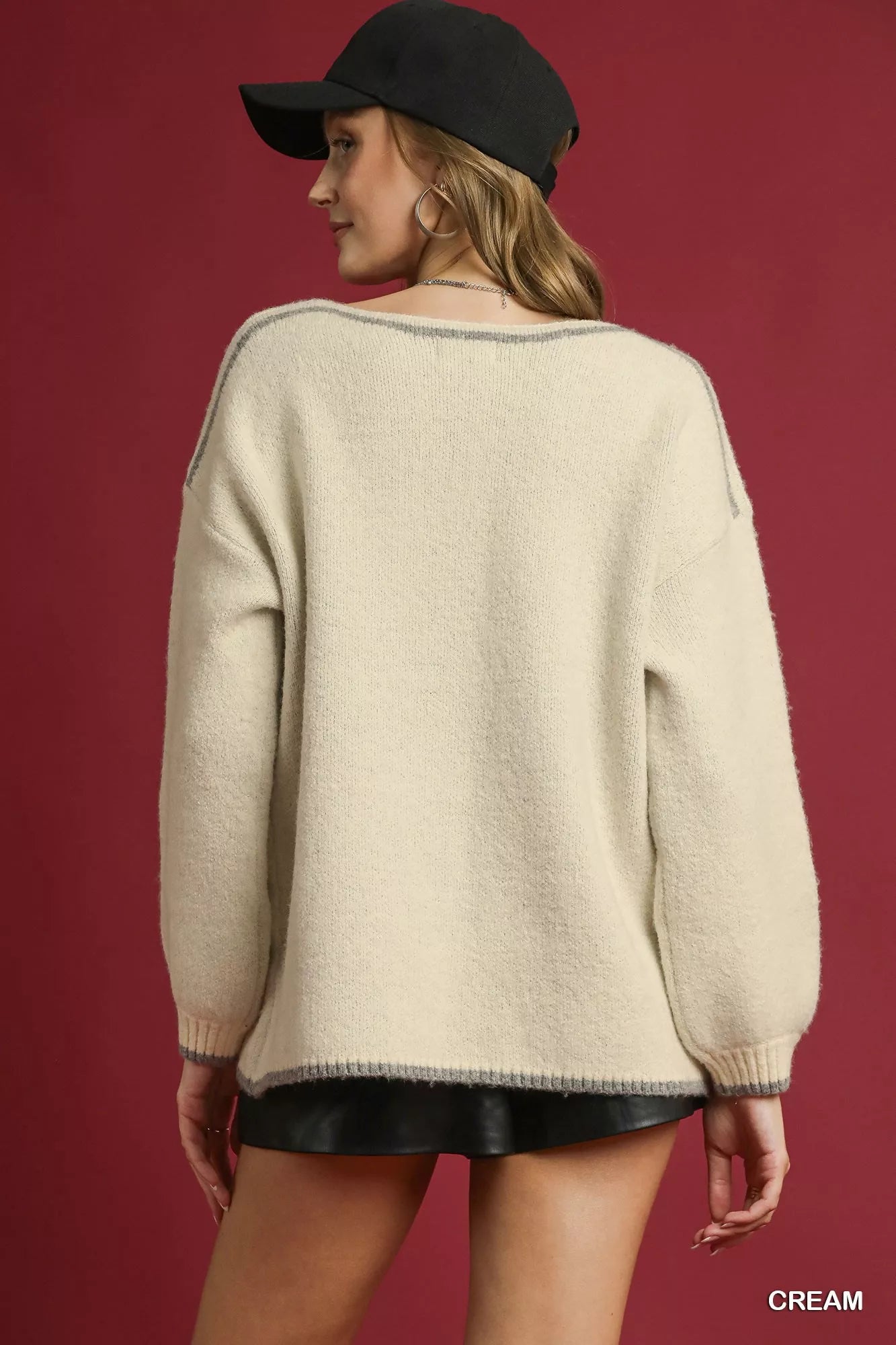 Umgee Floral Jacquard Knit Sweater Cream | Sweaters Daverri Fashions