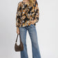 Umgee Autumn Leaf Print Balloon Sleeve Blouse Blouses