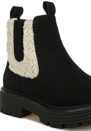 Mothman Faux Fur Detail Chunky Ankle Boots | Boots Daverri Fashions