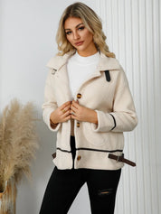 Pocketed Button Down Collared Neck Jacket | Jackets Daverri Fashions