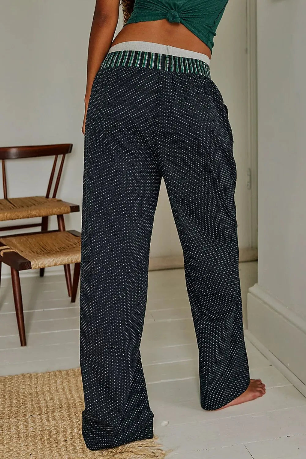 Polka Dot Elastic Waist Wide Leg Pants | Pants Daverri Fashions