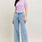 Judy Blue Full Size High Waist Wide Leg Jeans with Skewed Inseam Plus Size - DAVERRI FASHIONS