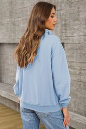 Quarter Zip Dropped Shoulder Sweatshirt | Sweatshirts Daverri Fashions
