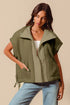 Olive green oversized soft sherpa fur sleeveless vest jacket