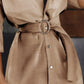 Button-Front Belted Shirt Dress - DAVERRI FASHIONS