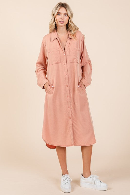 Mittoshop Button Down Long Sleeve Shirt Dress