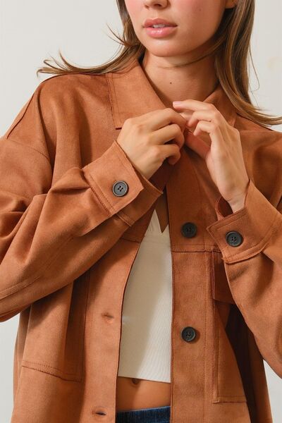 HYFVE Suede Button Down Cropped Jacket Jackets