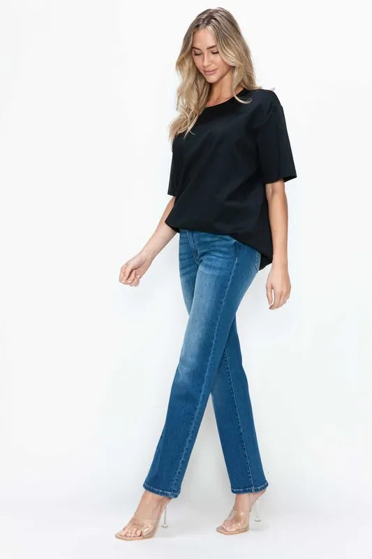 bytos Full Size Cat's Whiskers High Rise Straight Jeans | Jeans Daverri Fashions