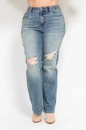Judy Blue Full Size High Waist Distressed Dad Jean | Jeans Daverri Fashions