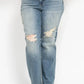 Judy Blue Full Size High Waist Distressed Dad Jean Jeans