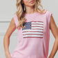 BiBi pink American flag sequins patch sleeveless knit top
