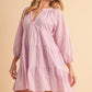 Aemi + Co Notched Balloon Sleeve Tiered Mini Dress Mini Dresses