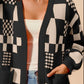 SO ME Checkered Open Front Cardigan with Pockets Cardigans