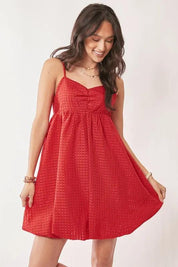 Davi & Dani Textured Sweetheart Neckline Bubble Hem Dress | Mini Dresses Daverri Fashions