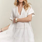 ADORA Tiered Notched Short Sleeve Dress Ivory Mini Dresses