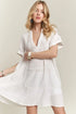 ADORA Tiered Notched Short Sleeve Dress Ivory Mini Dresses