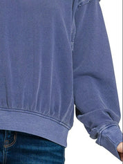 Zenana Soft Fleece Pigment Dye Round Neck Pullover | Tops Daverri Fashions