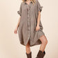Mittoshop Mineral Wash Cotton Gauze Mini Shirt Dress - DAVERRI FASHIONS