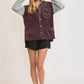 Umgee Contrast Hooded Chenille Jacket Plum - DAVERRI FASHIONS