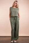 VERY J Solid Woven Top & Pants Set - DAVERRI FASHIONS