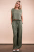 VERY J Solid Woven Top & Pants Set Olive Outfit Sets