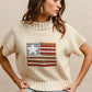 BiBi American Flag Patchwork Drop Shoulder Sweater - DAVERRI FASHIONS