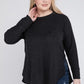 Plus Melange Baby Waffle Long Sleeve Top Plus Tops