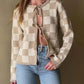 Checkered Tie-Front Cropped Cardigan - DAVERRI FASHIONS