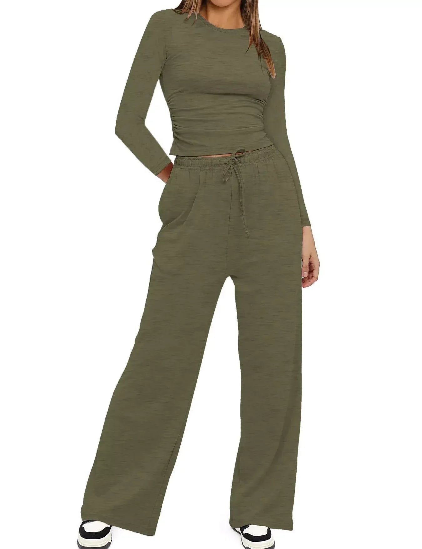 Daverri Fashions Full Size Casual Long Sleeve Top and Pants Set Plus Size - DAVERRI FASHIONS