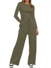 Daverri Fashions Full Size Casual Long Sleeve Top and Pants Set Plus Size - DAVERRI FASHIONS