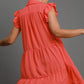 Umgee Johnny Collar Ruffle Cap Sleeve Tiered Dress Knee Length Dresses