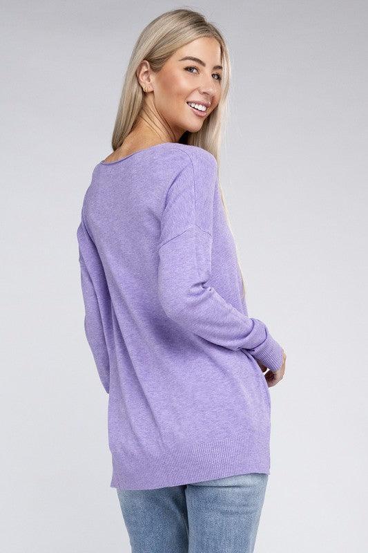 Garment Dyed Front Seam Zenana Sweater Sweaters